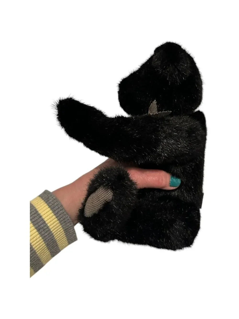 Boyds Bears The Archive Collection Black Teddy Bear #1364 Plaid Bow & Paws VTG